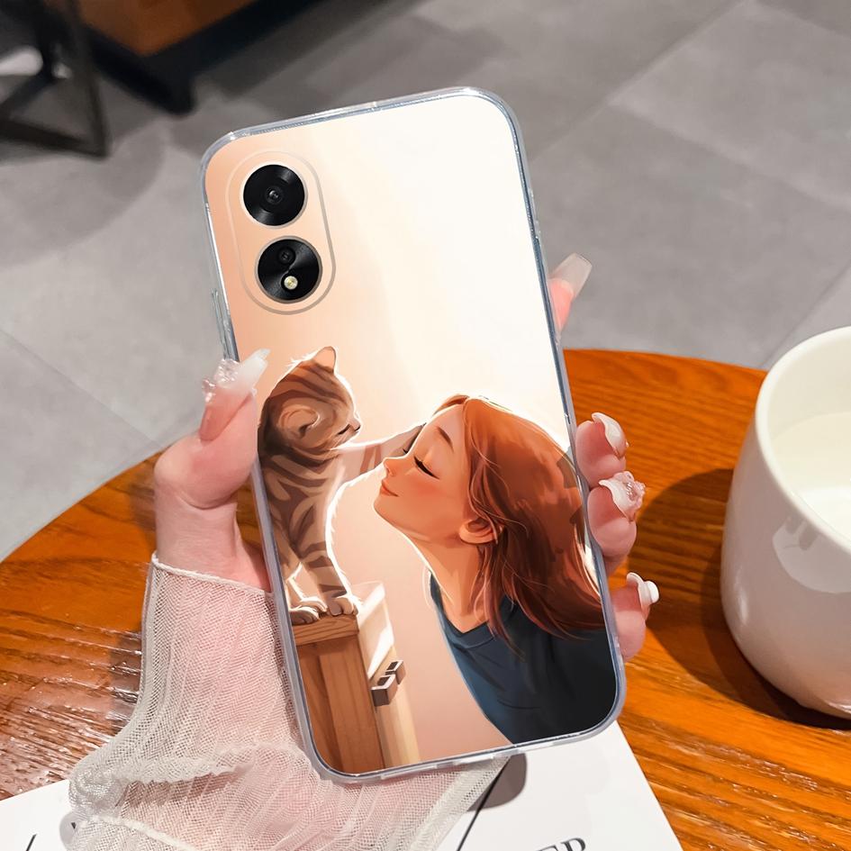 Dla OPPO Reno10 Pro A38 A79 A98 Realme 10 11 Narzo N53 Case śliczne moda astronauta dziewczyna przezroczysty miękki silikon TPU matowe etui na zderzak OPPO