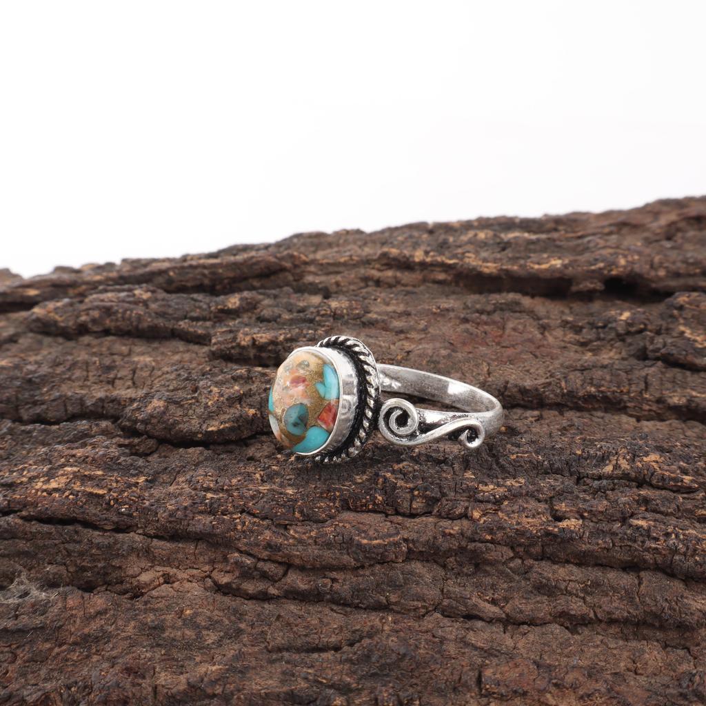 Spiny Oyster Handmade Gemstone Ring, 925 Solid Sterling Silver Ring Designer Jewelry, For Anniversary Gift
