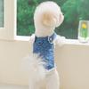 Summer Denim Dog Dress Dot Bow Pet Suspenders Luxury Dog Clothes Cat Outfits Chihuahua Bichon Yorkie Girls Dog Skirts Jeans New