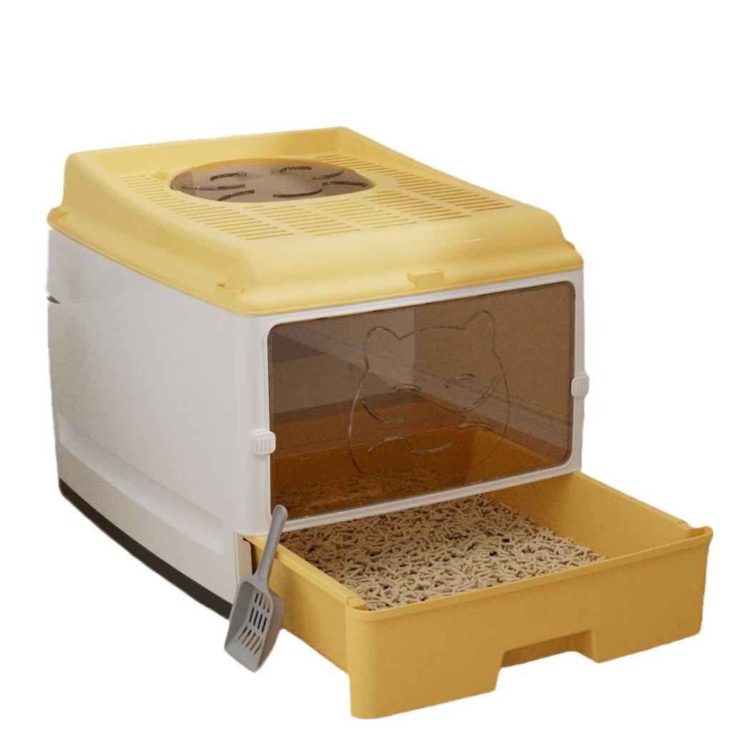 Übergroße Vollständig Geschlossene Katzentoilette Schublade Doppeltür Upgrade Katzentoilette Großer Raum Geruchsdicht und Seitenleckagefrei