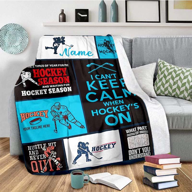 Hockey Customize Your Name Blanket Used For Chair Office Sofa Bed Camping Soft And Warm Giving Friends And Relatives Birthday Graduation Gift