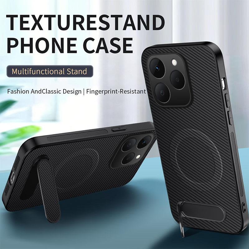 For Realme 15/15 Pro 15T Case Carbon Fiber Texture Magnetic Bracket Cover For Realme15 Pro 5g Wireless Charging Funda