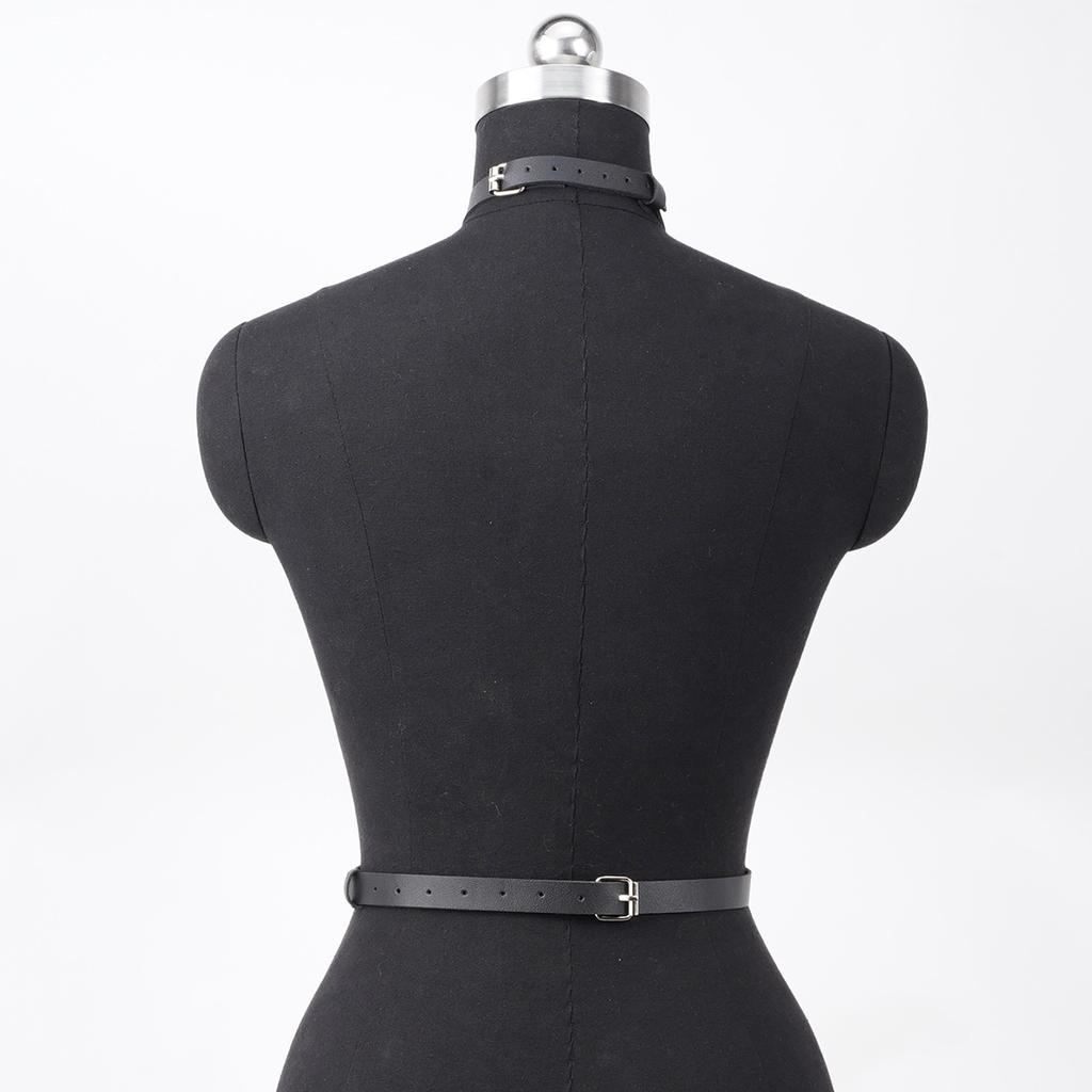 Punk Style Black Leather Body Chest Harness Belt:Adjustable Women's Rave Outfit Bra Top, Gothic Lingerie Accent