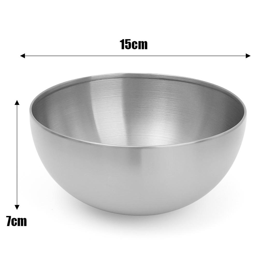 

5/1x Stainless Steel Salad Bowl Rice Soup Lamian Noodles Cereal Metal Mixing Bowl Kitchen Tableware Food Round Sanded Container 1PC серебряный