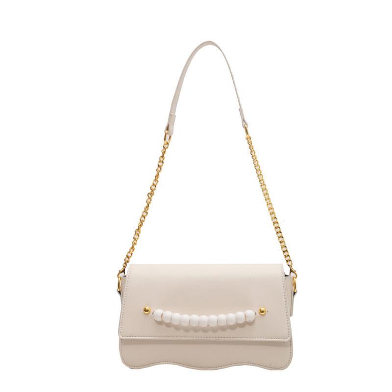 Stylish And Chic Cross-border Women s Bag With Pearl Chain Design белый