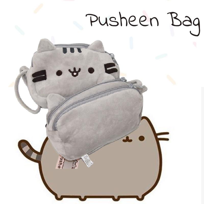 Pusheen Cat Makeup Soft Plush Doubledeck Zipper Bag Portable Cartoon  Box Gift