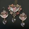 KF Vintage Sleeping Angel Pendant Love Earnail Enamel Craftsmanship Pink Flower Crystal Relief Necklace