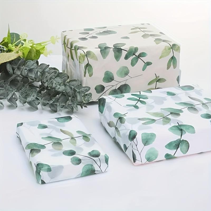 50 Eucalyptus Gift Wrapping Paper Towels - Translucent Recyclable, Chic Botanical Design, Perfect for Weddings and Birthdays, 20 "x 14"