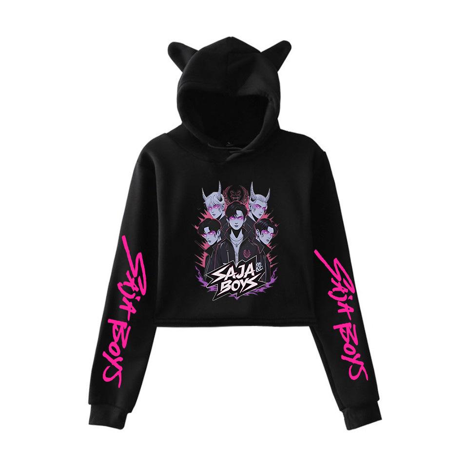 2025 Kpop Demon Hunter Saja Boy Crop Tops Women Sweatshirt Long Sleeve Girls Fashion Hoodie