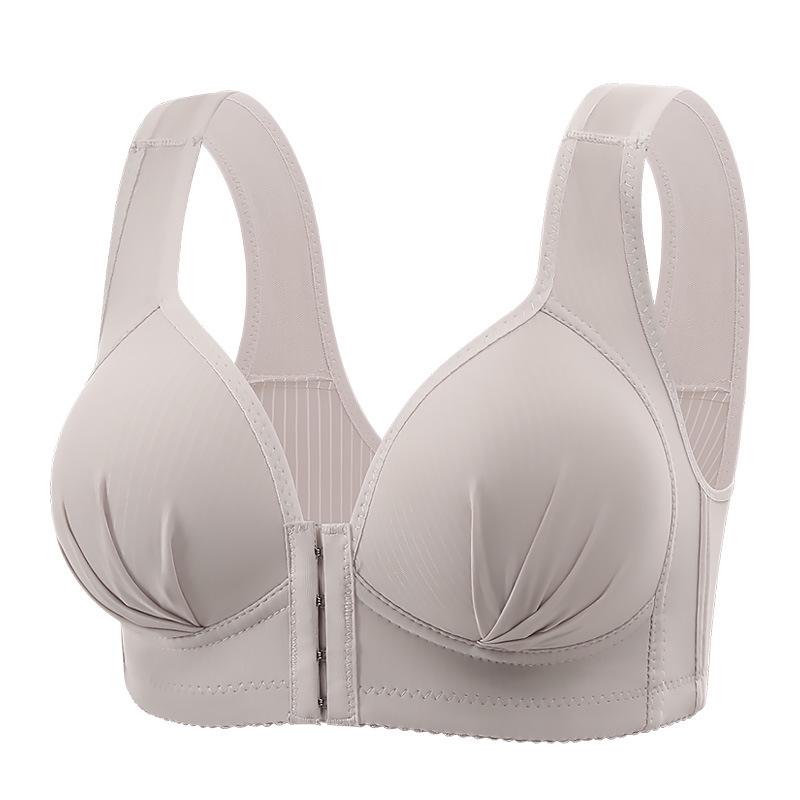 Plus Size Wire-Free Front Closure Supportive Bra for Middle-aged & Elderly