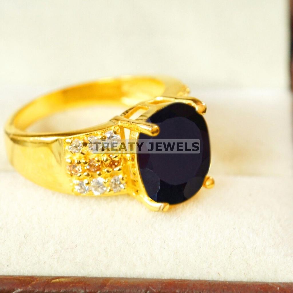 Black Onyx Oval Cut With 925 Silver Gold Plated Ring For Men's #A812 JL375666900540
