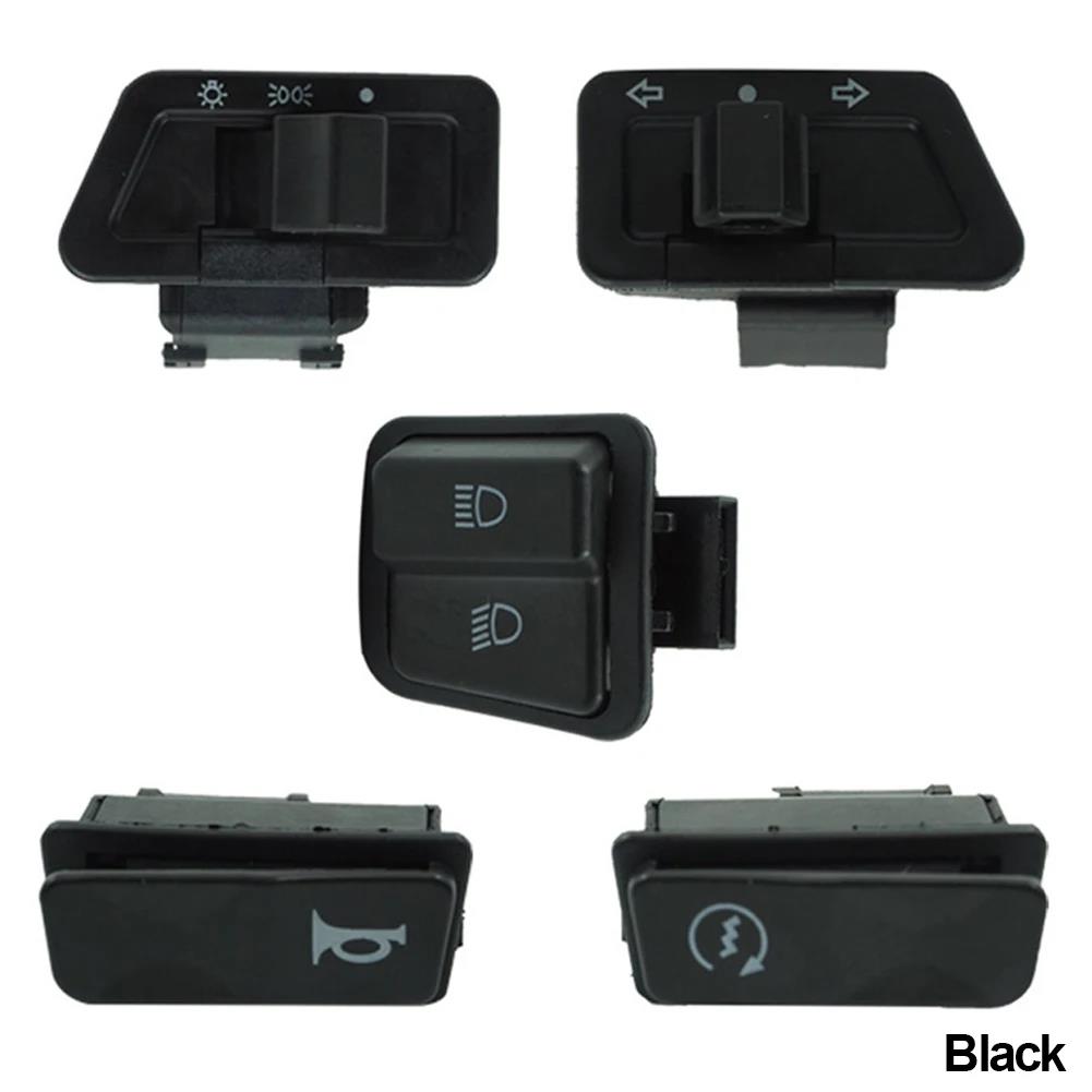 5PCS Motorcycle Start Switch Horn Light Turn Signal High Low Beam Button Switch Connecters for Scooter ATV Moped Accessories