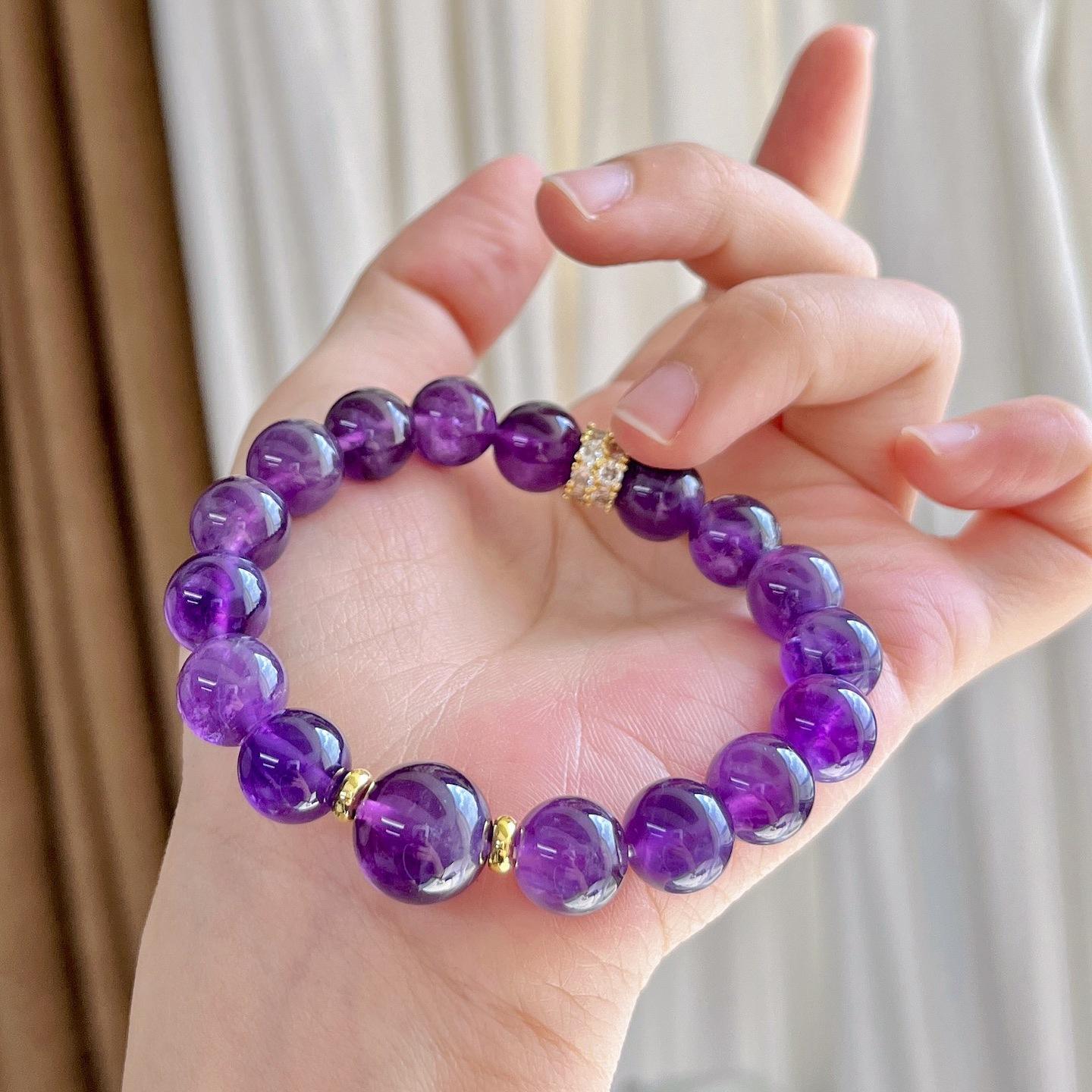 10Mm Autumn And Winter Natural Amethyst Commuter Design Bracelet Bracelet