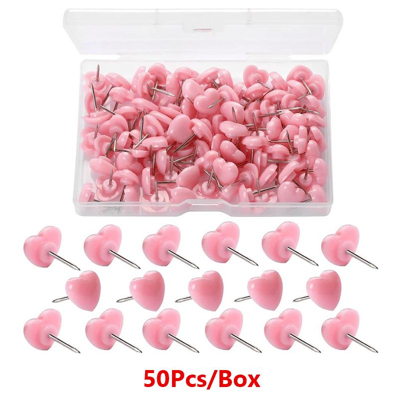 

50 шт./коробок, канцелярские кнопки в форме сердца, канцелярские кнопки, декоративные канцелярские кнопки, аксессуары