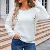 Women's Casual Solid Sweater Chest Pocket  Neck Long Sleeve Fall Knit Top Pullover