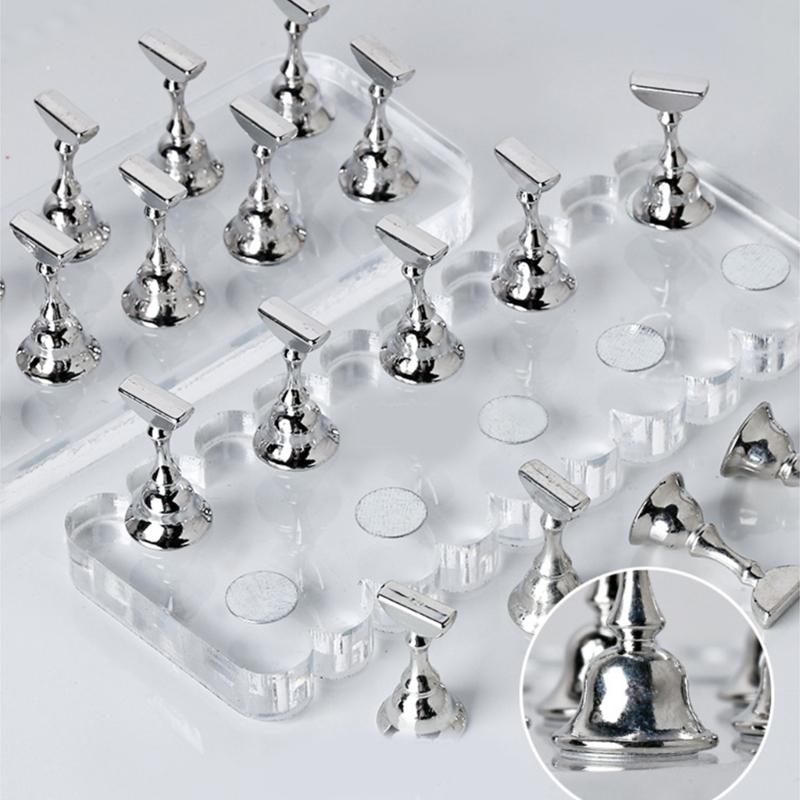Durable Acrylic Nail Art Practice Stand Magnetic Fingernail Display Holder for False Nails