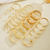 Modisches Goldfarbenes Minimalistisches Geometrisches Glattes Armreif-Set Elegantes Retro-Design Metallarmbänder Für Damen Urlaubs-Party-Schmuck