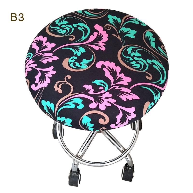 LIUXDIV Rundt Stoltrekk Barstoltrekk Elastisk Setetrekk Hjemmestol Slipcover Blomstertrykt Husholdningsartikler Rund Krakk