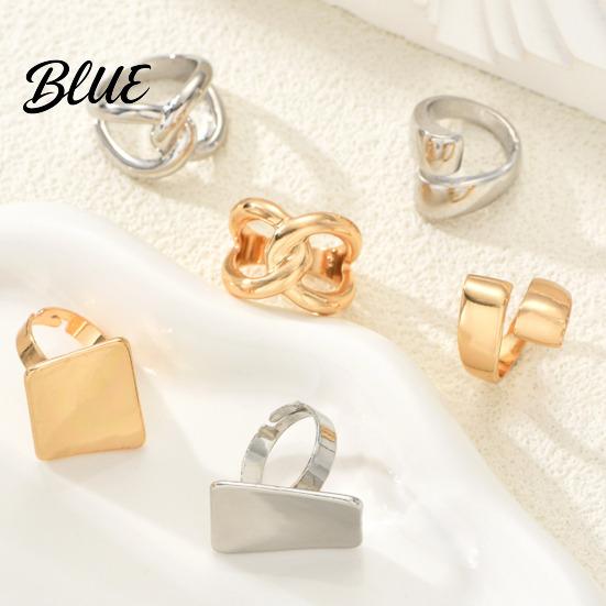 Adjustable Ring 3Pcs Minimalist Cross Knot Set Textured Chunky Stackable