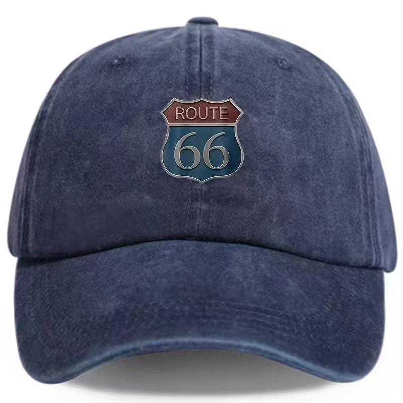 Route 66 Print Baseball Cap for Outdoor Sports and Leisure - Breathable and Drying - Classic Washed Vintage Style Hat