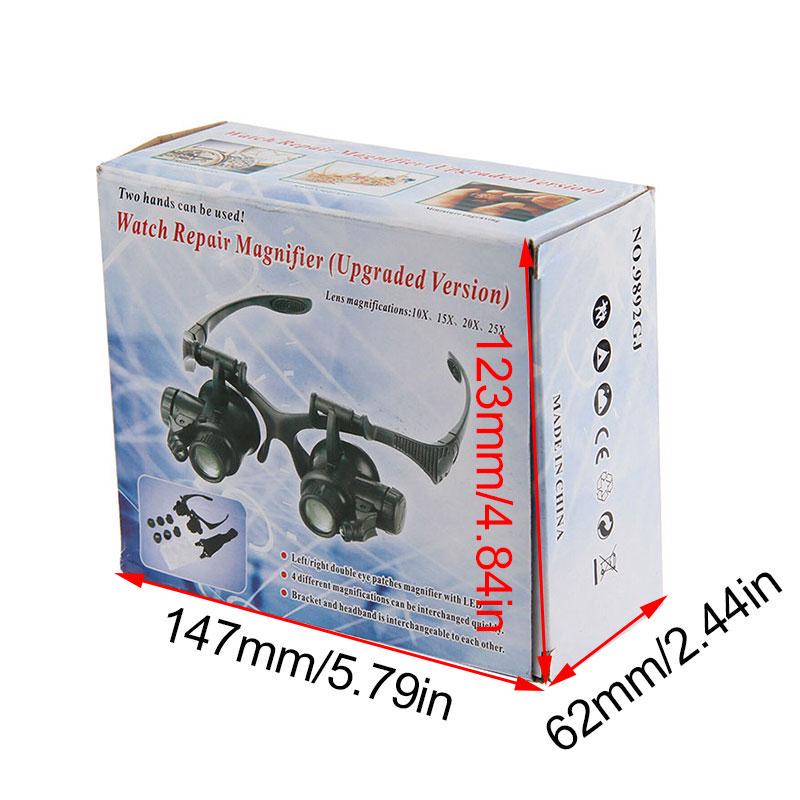 10/15/20/25X Förstoringsglas Förstorande Ögon Glas Lupa Smycken Klocka Reparation Med LED-ljus