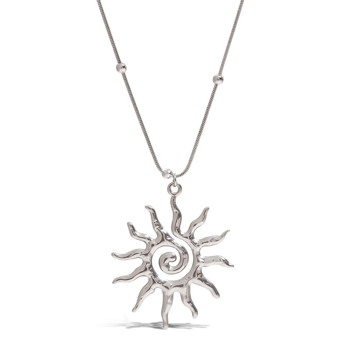 Нержавеющая Сталь Чеканный Спиральный Солнечный Кулон Ожерелье 18K Золото PVD Покрытие Водонепроницаемое Украшение Подарок Повседневное Гипоаллергенное