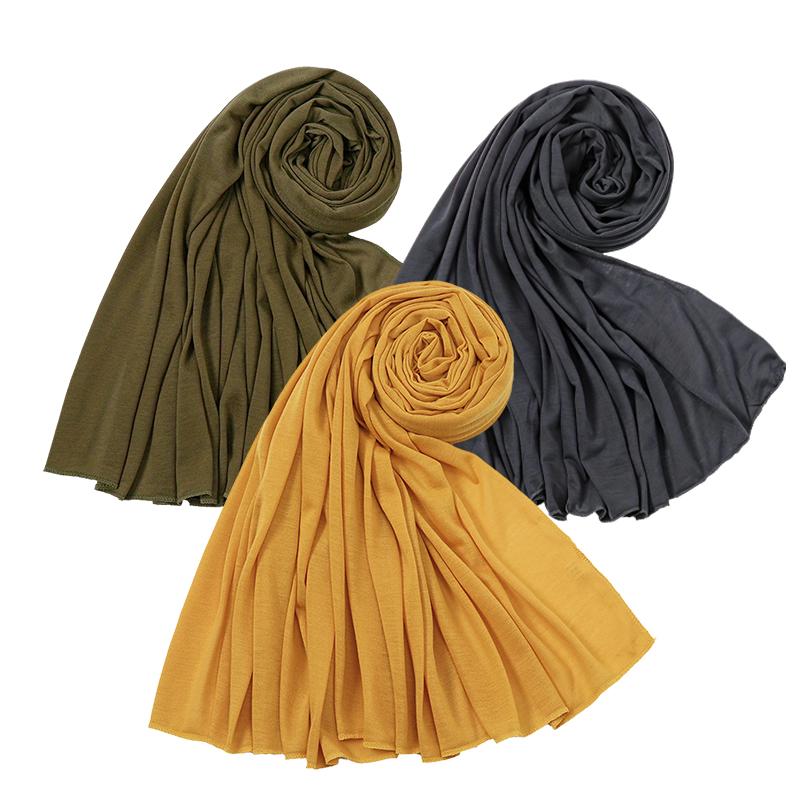 3Pcs Cotton Jersey Hijab Stretch Scarf Women Muslim Shawl Big Size Long Muffler Fashion Ramadan Headband Turban 180*80Cm