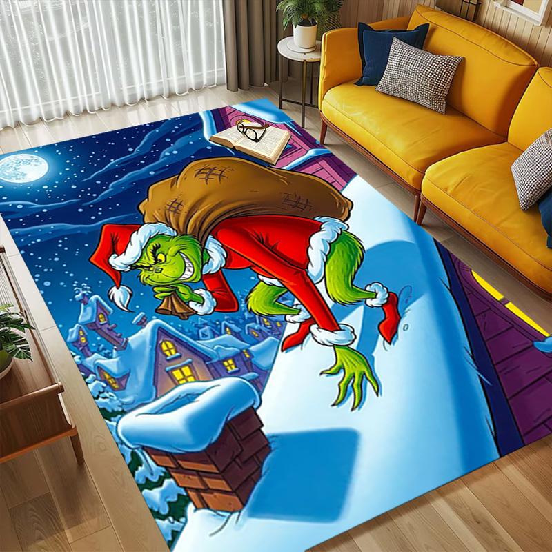Christmas Grinch Living Room Non-Slip Area Rug Soft Carpet for Bedroom Game Playroom Sofa Office Home Decor Doormat Christmas Gift C9211489