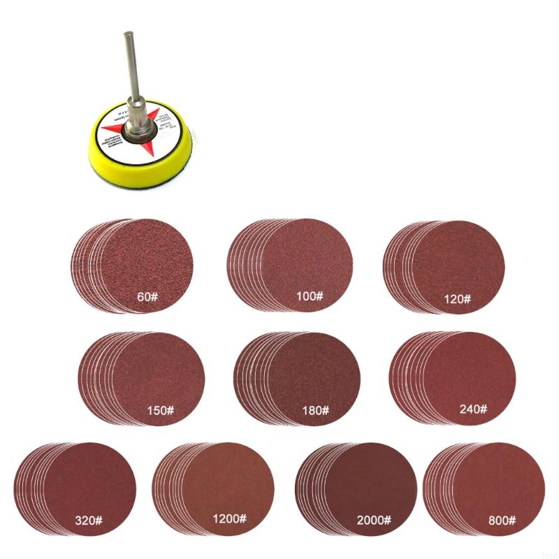 52/102Pcs Sandpaper 60-2000 Grits Hook Loop Sand Paper Abrasive Polishing