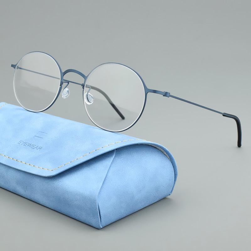 Round Glasses Frame Men Women Korea Eyeglass Frames 5504 Titanium Brand Eyewear Retro Ultralight Eyeglasses Business Spectacles