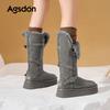Thick-soled gray snow boots winter new plush cotton boots plush boots