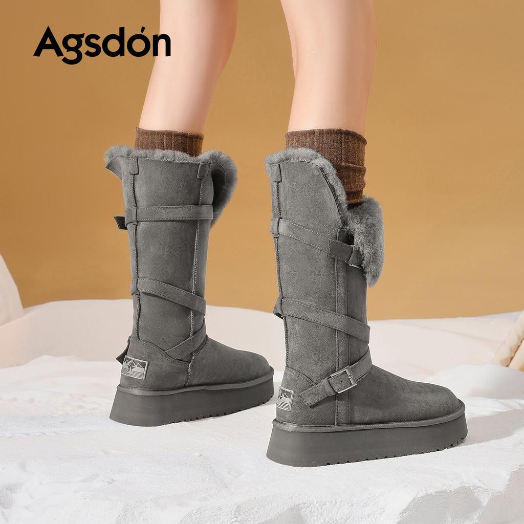 Thick-soled gray snow boots winter new plush cotton boots plush boots