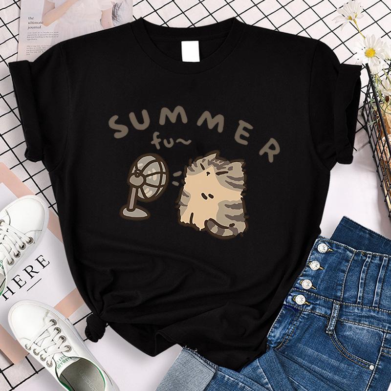 Women Unisex Graphic Tshirt Streetwear Harajuku Graphic Ulzzang Tshirt Funny Cute Cat Vintage Tee Shirt Aesthetic Y2k Tops FeUnisex