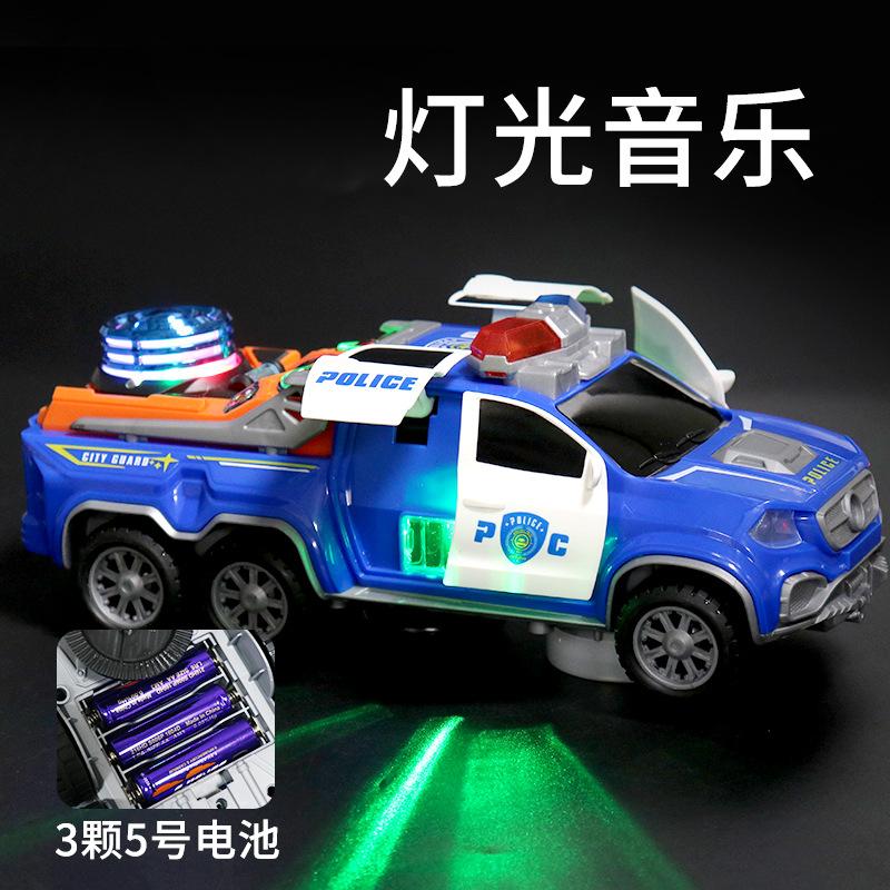 Electric Universal Dancing Police Car Rotating Music Light Automatic Door Police Electric Car