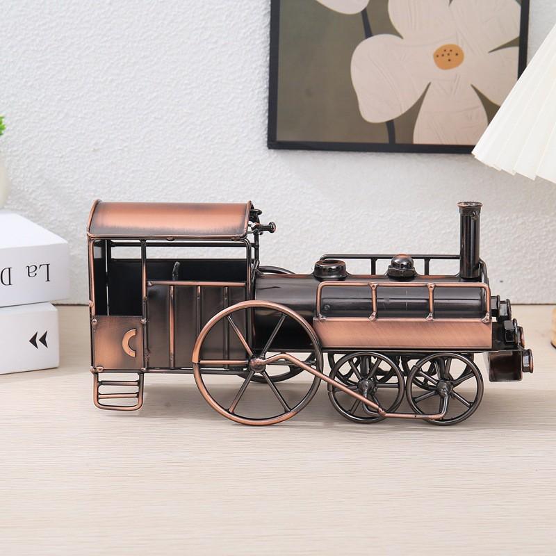 Vintage kovový model parního vlaku Evropská domácí dekorace Řemeslný dárek