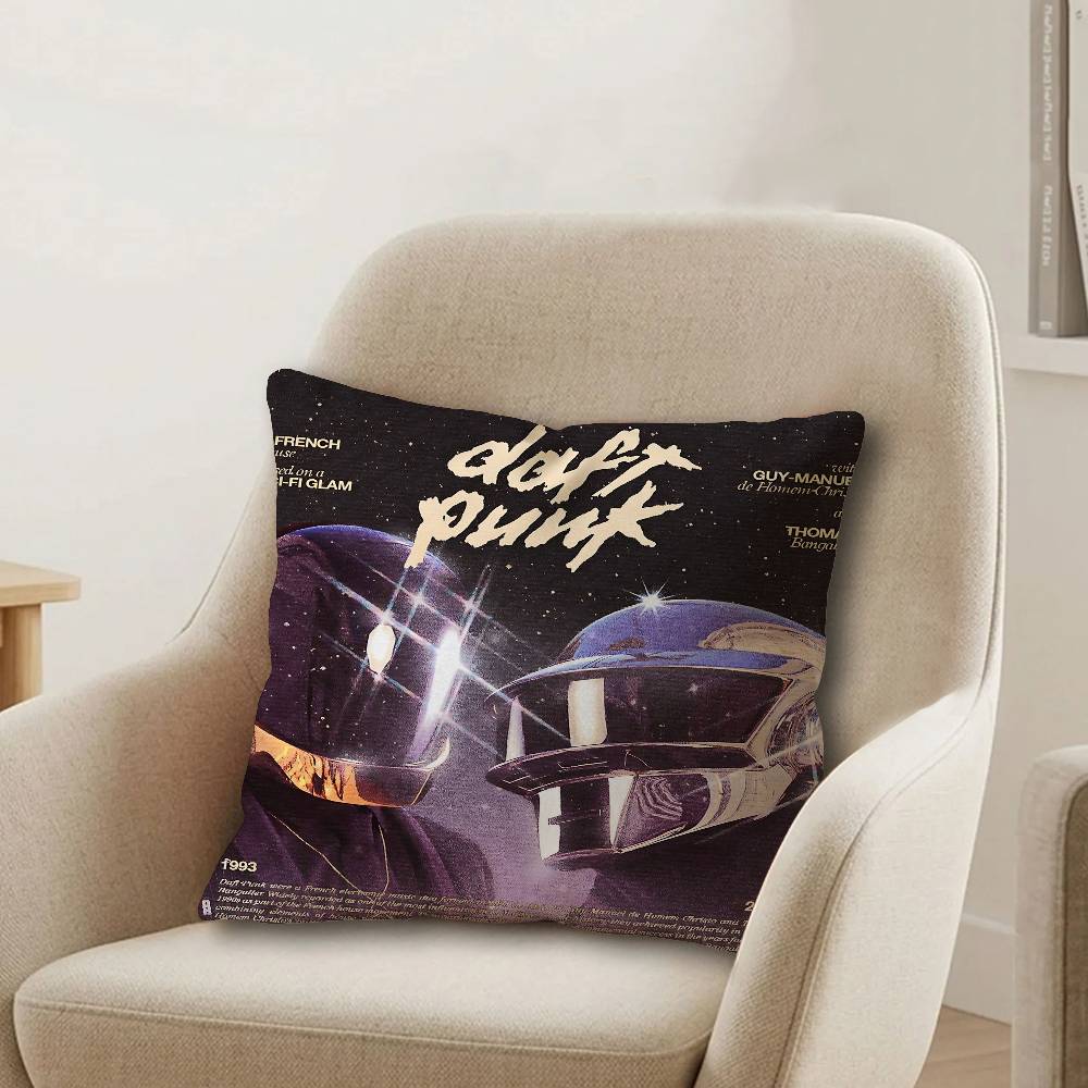 Music Rock Band DDaft Punk Office Cushion Pillowcase Car Cushion CoverXCM Lumbar Pillowcase Sofa Pillowcover