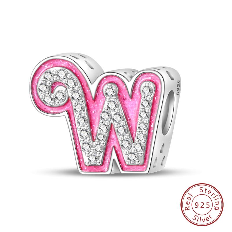 Copper Princess Pink 26 Letters Charm Bead Charms Bead Charms 3mm Do It Yourself Birthday Fine Jewellery Making