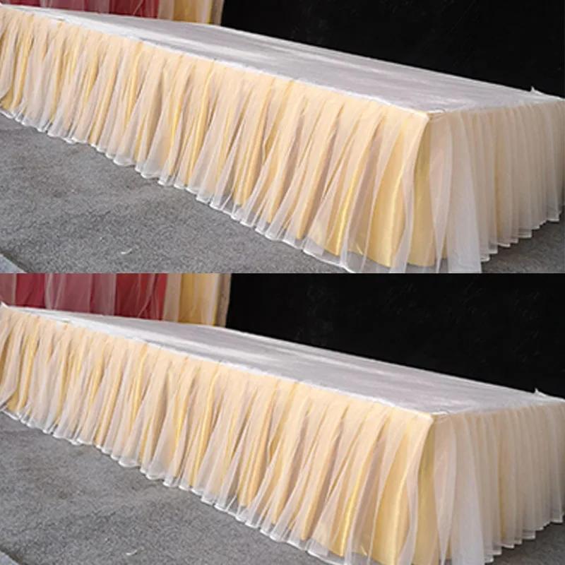 30x300cm Tutu Table Skirt Wedding Backdrop Curtains for Table Clothes Table Cover Wedding Stage Skirting for Event Party