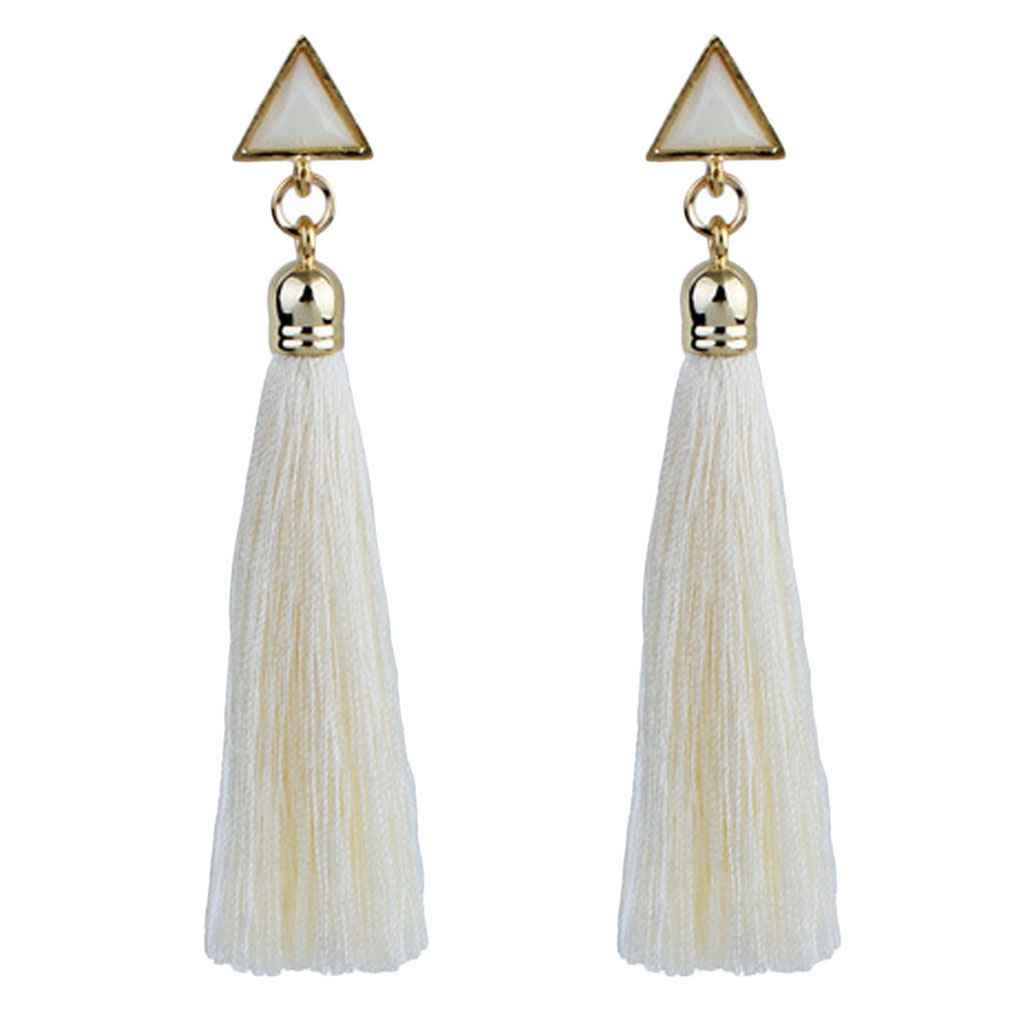 Женские богемные модные серьги-крючки с длинной кисточкой из стразов