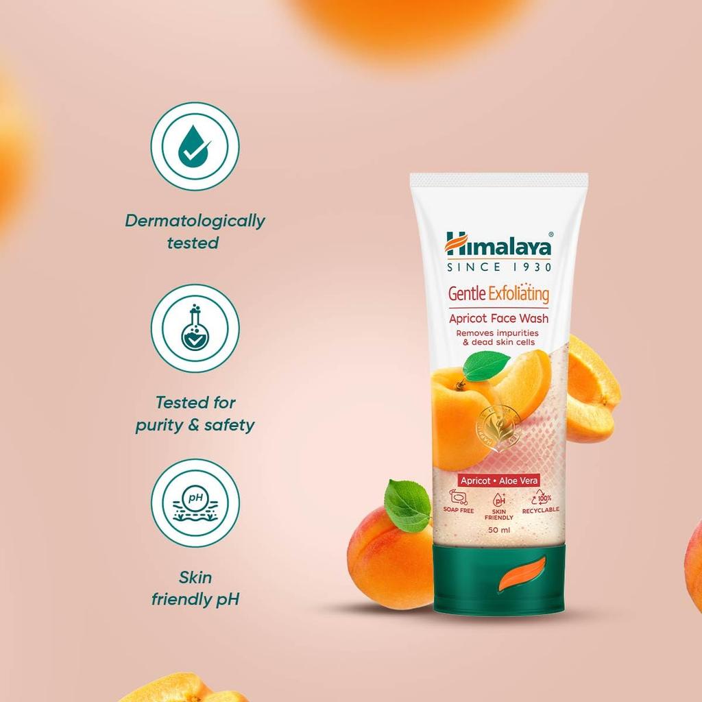 Himalaya Herbals Hloubkově čisticí meruňkový mycí gel na obličej 50 ml Jemná exfoliační péče o pleť pro hladkou a zářivou pokožku