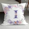 Purple Alphabet Print Pillow Cover, Zippered & Removable Washable, Home Bedroom Cushion Cover
