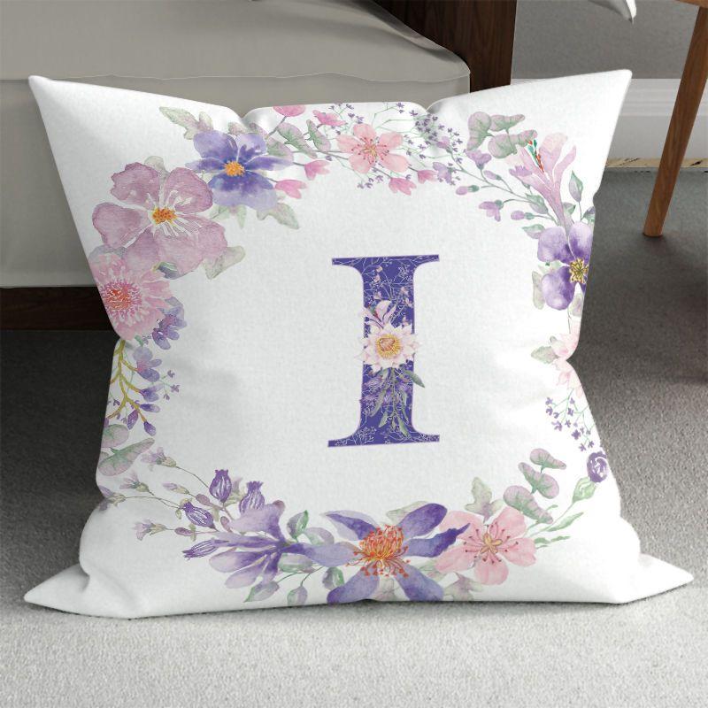 Purple Alphabet Print Pillow Cover, Zippered & Removable Washable, Home Bedroom Cushion Cover