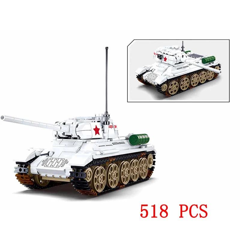 Military Vehicles Tank Sets SWAT Army City Police T34 Model Building Blocks DIY Brick Kids Toys Classic World War II WW2