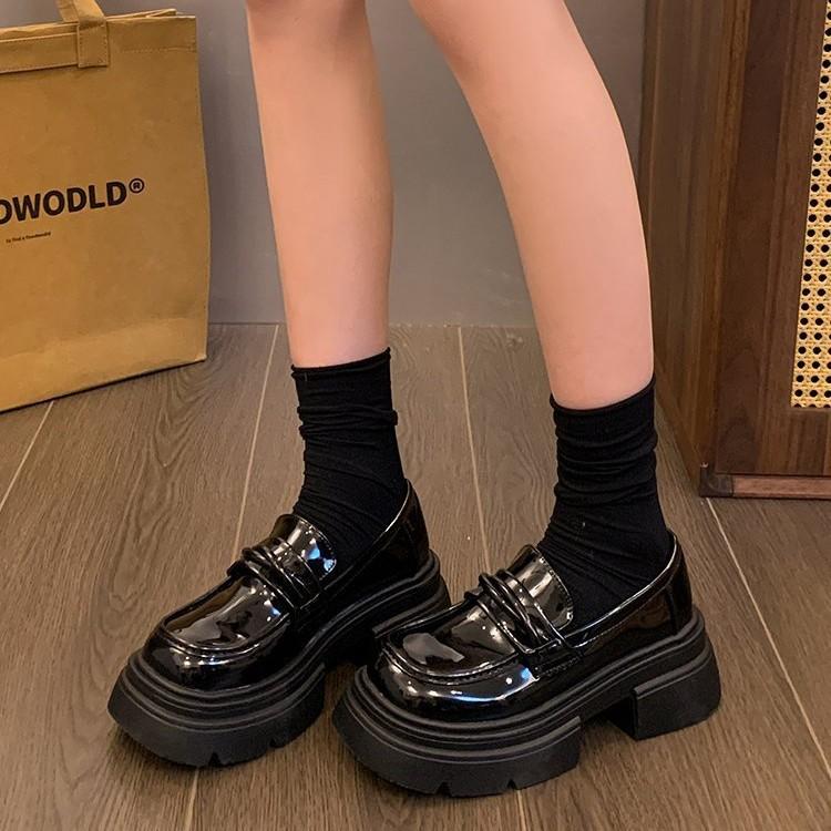 [Ushilai] Fashion platform loafers for women's spring 2025 new academic style casual versatile one pedal