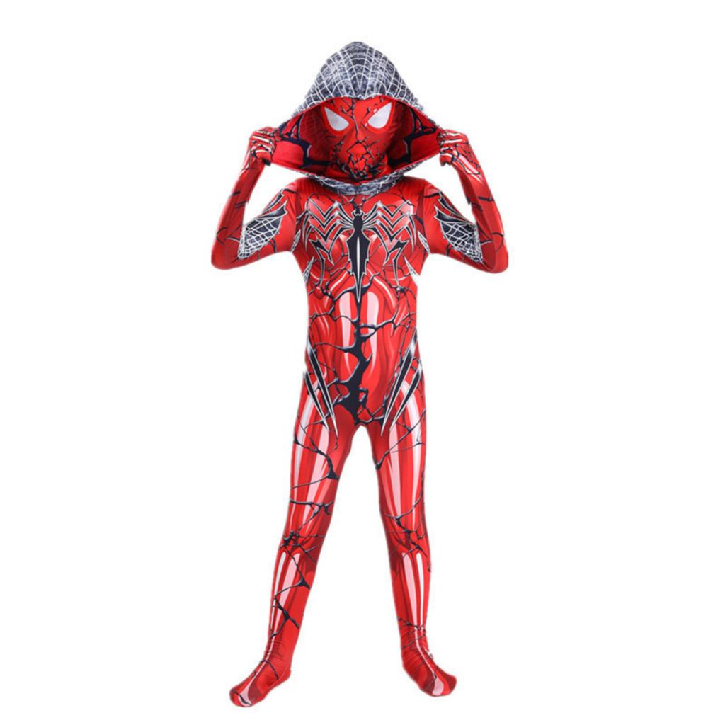 Full Body Stretch Jumpsuit with Hood and Integrated Gloves for Stage Performance and Costume Events Suitable for Halloween and Themed Parties