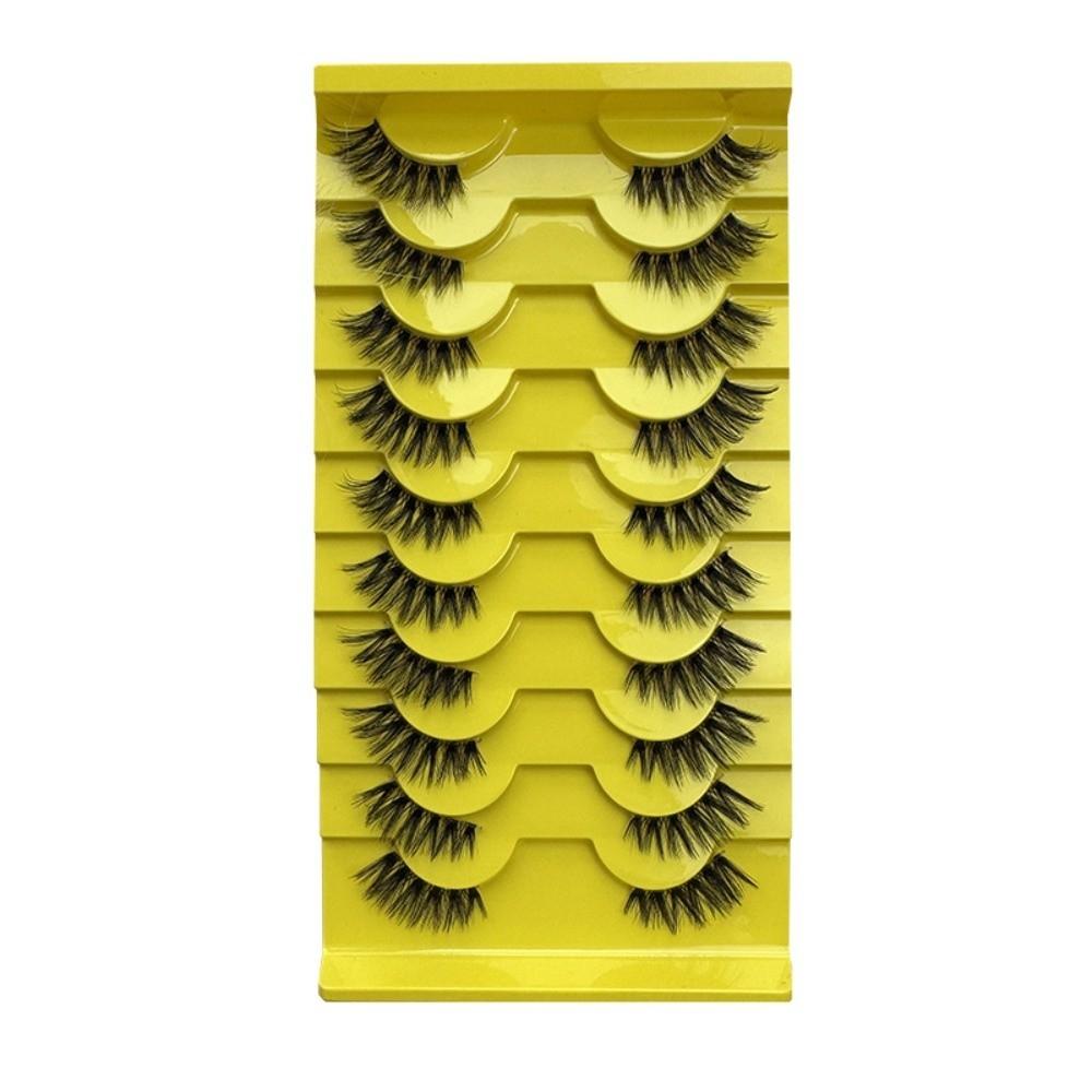 10Pairs Soft Fluffy Half Lashes HandMade Cat Eye Lashes Reusable Faux Cils  Eye Makeup Tools