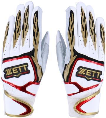 ZETT Pro Status Batting Gloves BG318 White X Red Size Small Baseball (Both Hands) (1164)