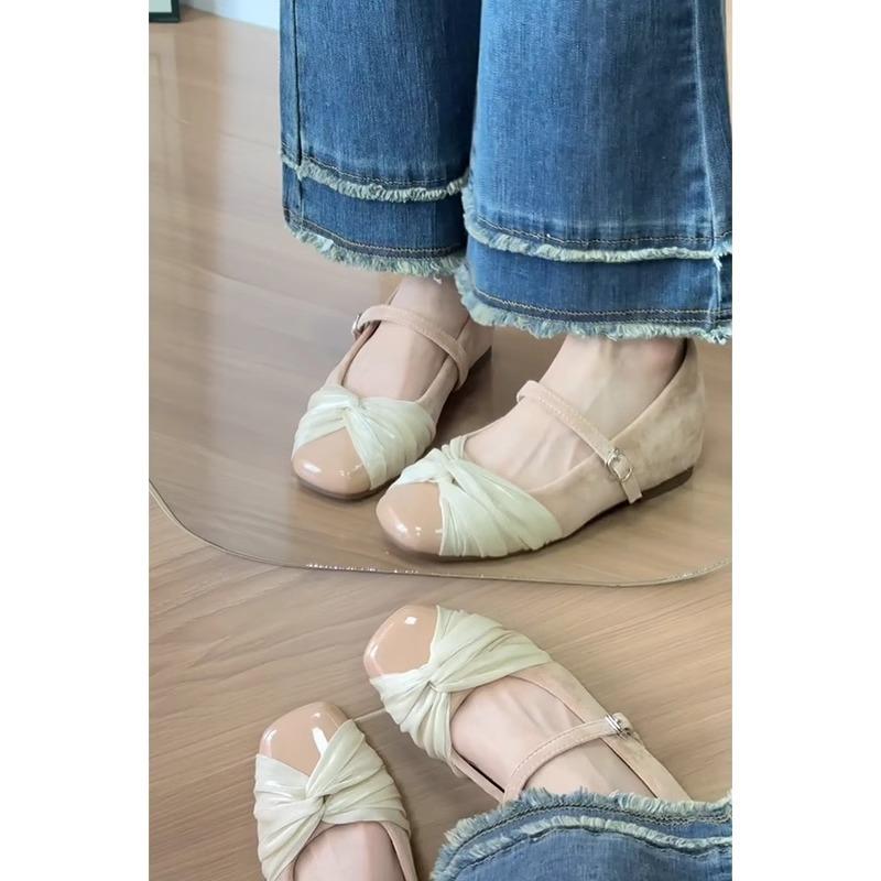 2025 neue französische atemberaubende Innenhöhenzunahme Einzelschuhe Damenrock Mary Jane Schuhe Ballerinas flache Schuhe Damenschuhe