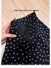 Plus Size Black Polka Dot A-Line Skirt for Pear-Shaped Women - Slimming Autumn Mid-Length Style