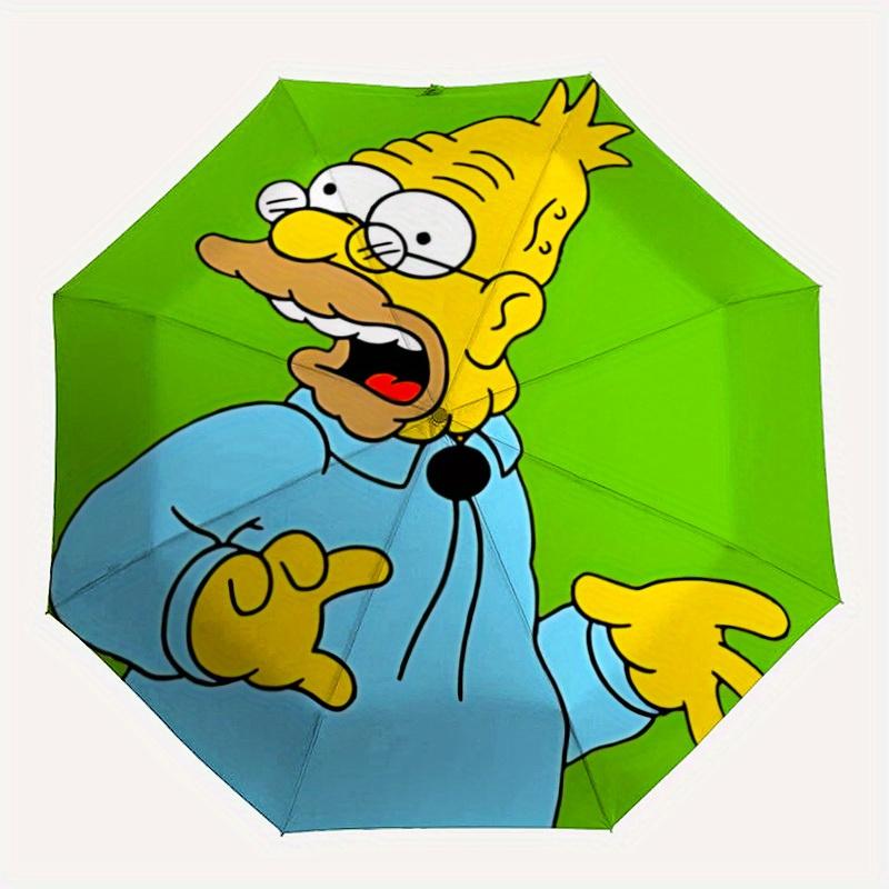 

1pc SimpsonsDesign Automatic Open/close Folding Umbrella - Compact Travel Umbrella, Heavy-Duty 8-Rib Construction y2507
